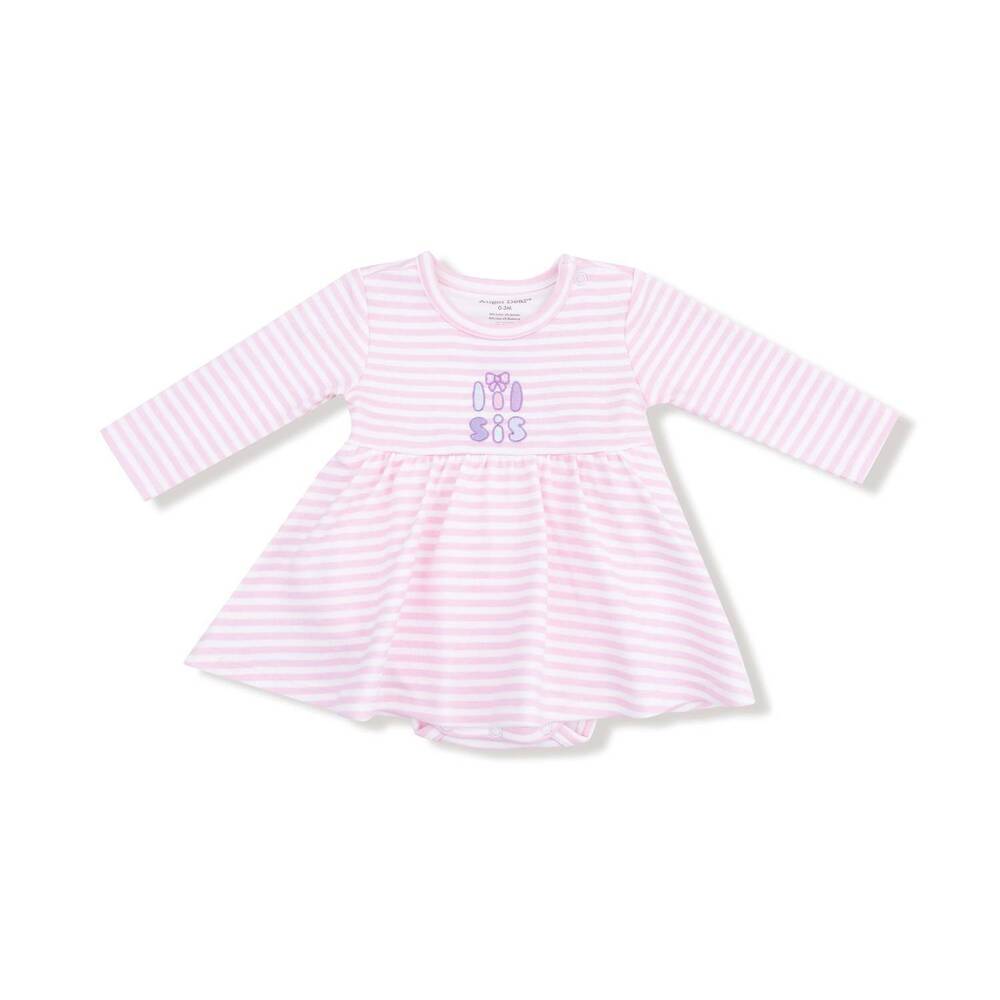 NEW ANGEL DEAR girls organic cotton jersey stripe bodysuit dress in lil sis